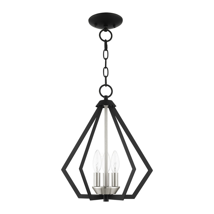 Livex Lighting 40923-04 Three Light Convertible Semi Flush/Pendant, Black w/ Brushed Nickel Cluster
