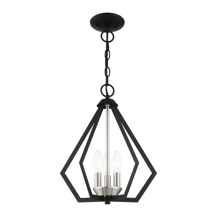 Livex Lighting 40923-04 Three Light Convertible Semi Flush/Pendant, Black w/ Brushed Nickel Cluster