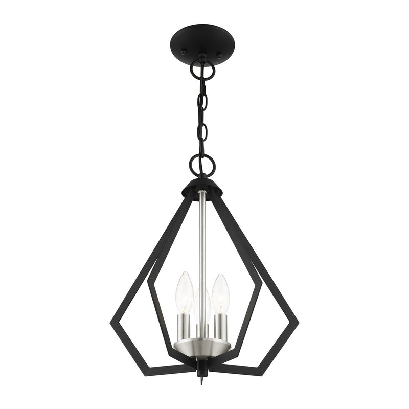 Livex Lighting 40923-04 Three Light Convertible Semi Flush/Pendant, Black w/ Brushed Nickel Cluster