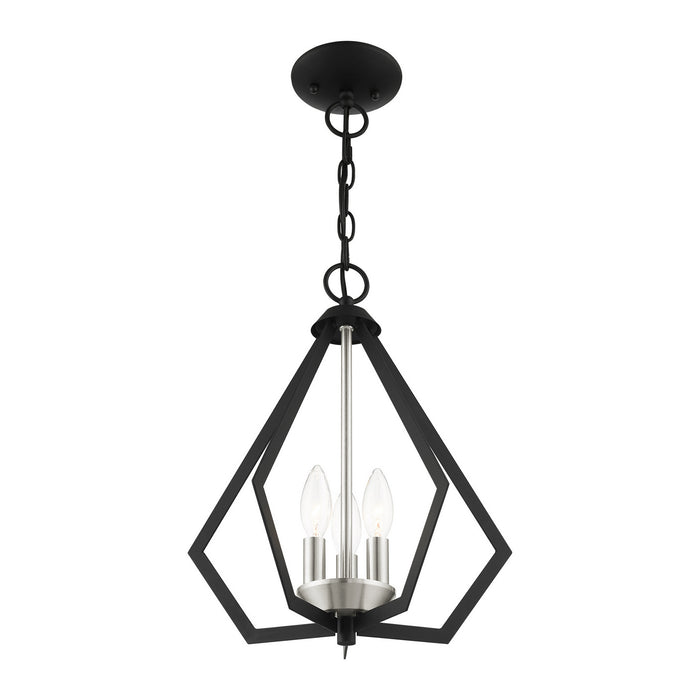 Livex Lighting 40923-04 Three Light Convertible Semi Flush/Pendant, Black w/ Brushed Nickel Cluster