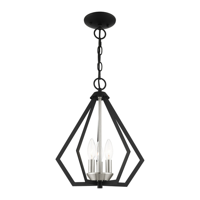 Livex Lighting 40923-04 Three Light Convertible Semi Flush/Pendant, Black w/ Brushed Nickel Cluster