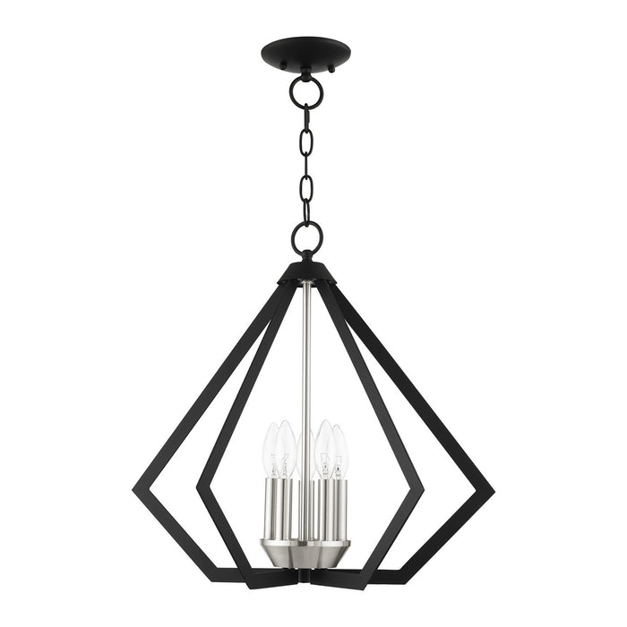 Livex Lighting 40925-04 Five Light Chandelier, Black w/ Brushed Nickel Cluster