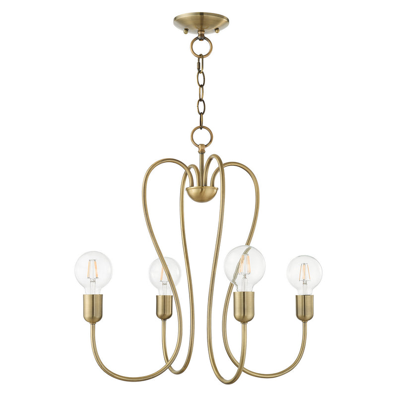Livex Lighting 41364-01 Four Light Chandelier, Antique Brass
