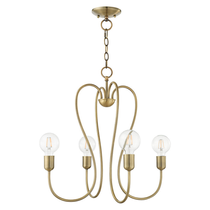 Livex Lighting 41364-01 Four Light Chandelier, Antique Brass