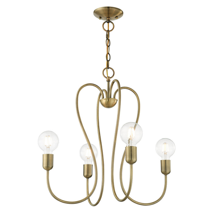 Livex Lighting 41364-01 Four Light Chandelier, Antique Brass
