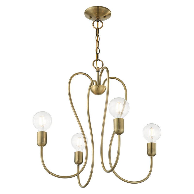 Livex Lighting 41364-01 Four Light Chandelier, Antique Brass