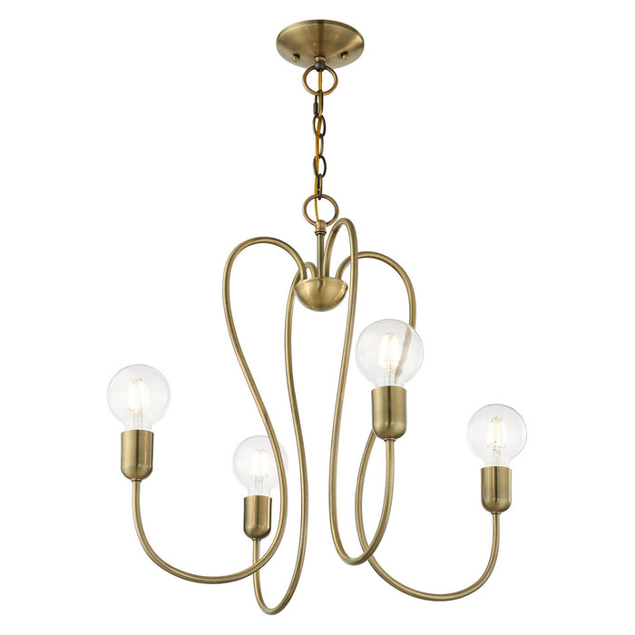 Livex Lighting 41364-01 Four Light Chandelier, Antique Brass