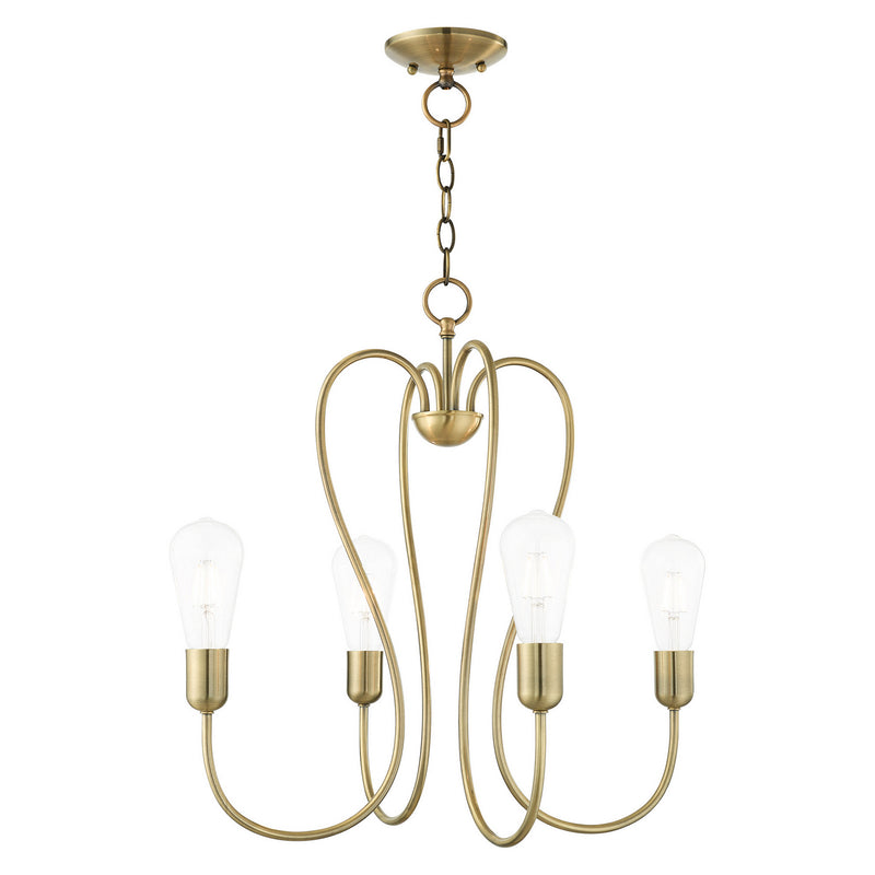 Livex Lighting 41364-01 Four Light Chandelier, Antique Brass