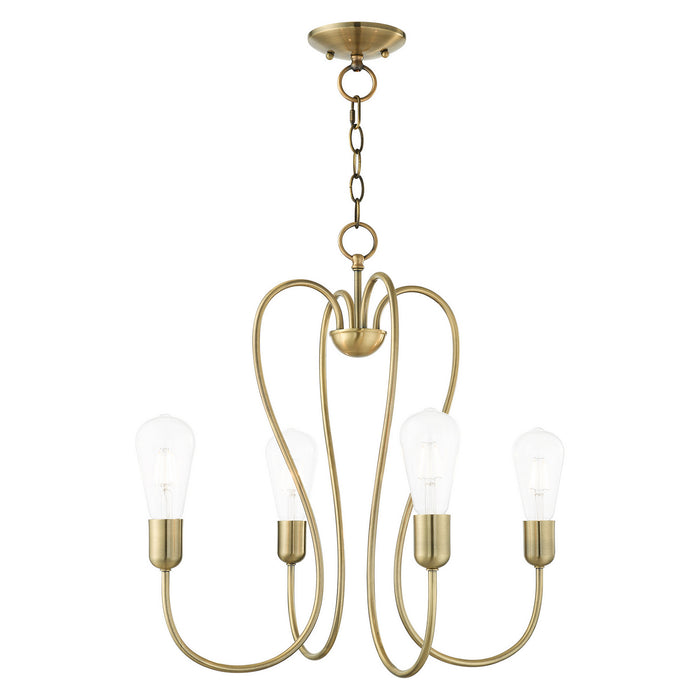 Livex Lighting 41364-01 Four Light Chandelier, Antique Brass