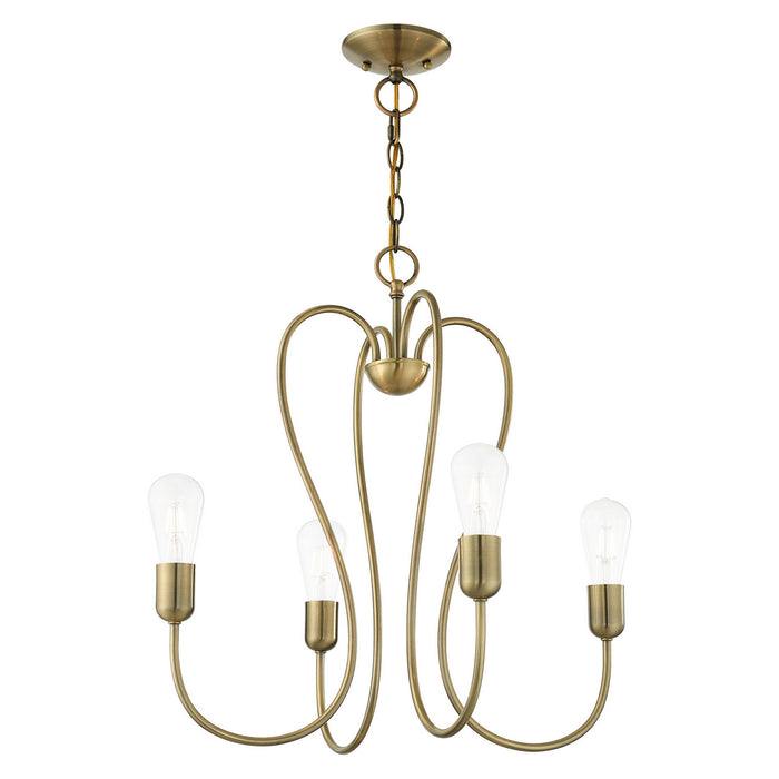 Livex Lighting 41364-01 Four Light Chandelier, Antique Brass