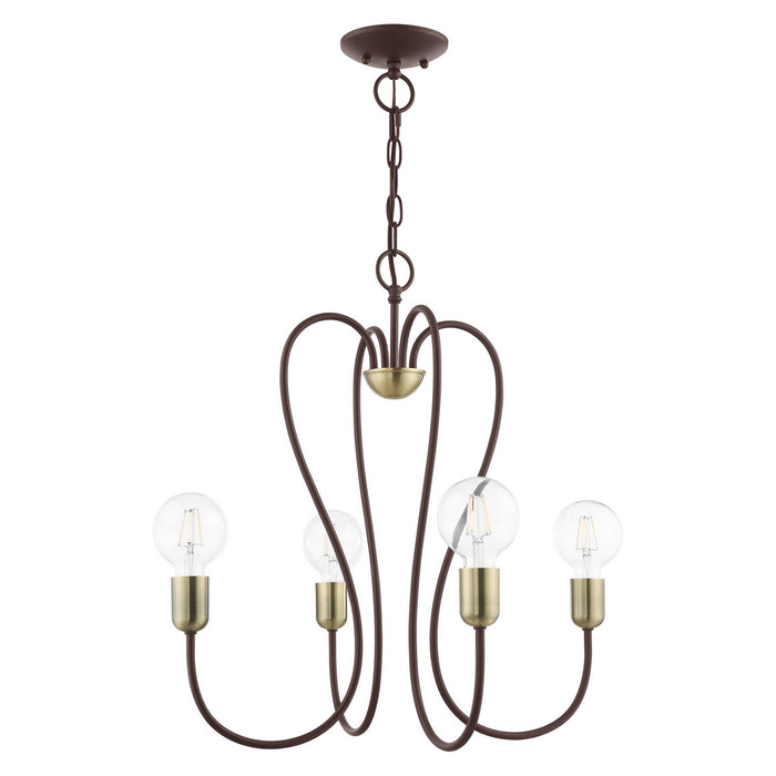 Livex Lighting 41364-07 Four Light Chandelier, Bronze w/ Antique Brasss