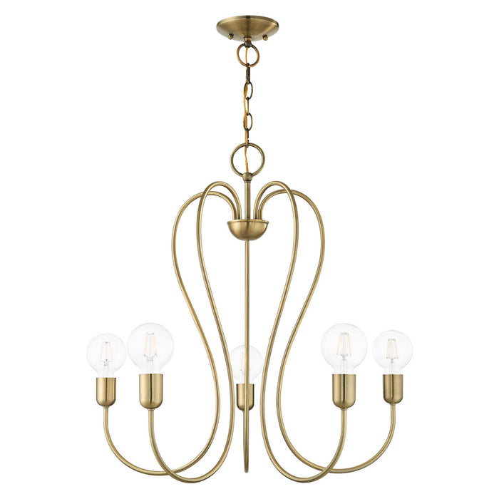 Livex Lighting 41365-01 Five Light Chandelier, Antique Brass
