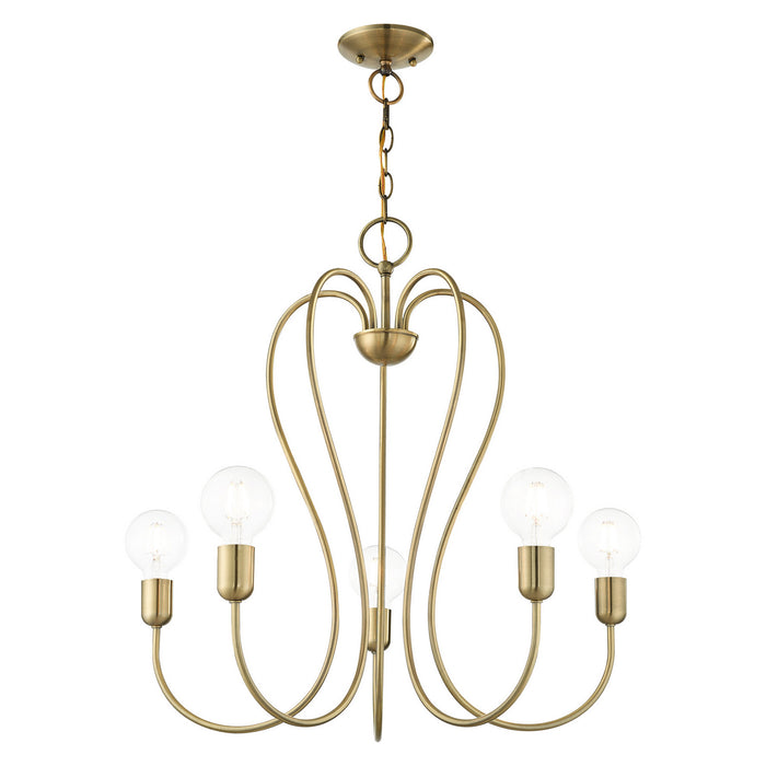 Livex Lighting 41365-01 Five Light Chandelier, Antique Brass