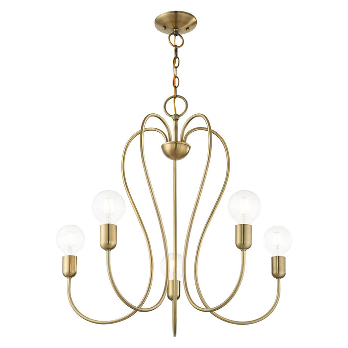 Livex Lighting 41365-01 Five Light Chandelier, Antique Brass