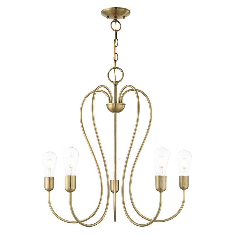 Livex Lighting 41365-01 Five Light Chandelier, Antique Brass
