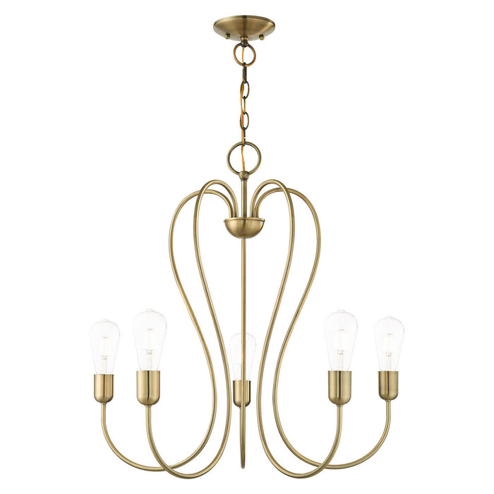 Livex Lighting 41365-01 Five Light Chandelier, Antique Brass