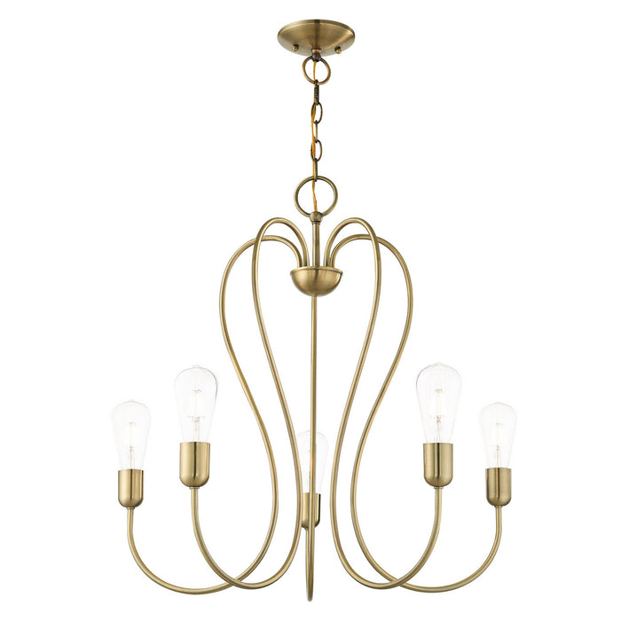 Livex Lighting 41365-01 Five Light Chandelier, Antique Brass