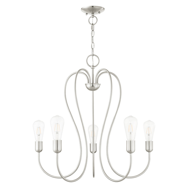 Livex Lighting 41365-91 Five Light Chandelier, Brushed Nickel