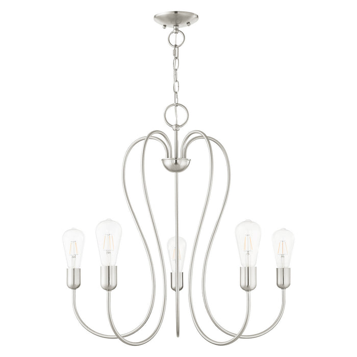 Livex Lighting 41365-91 Five Light Chandelier, Brushed Nickel