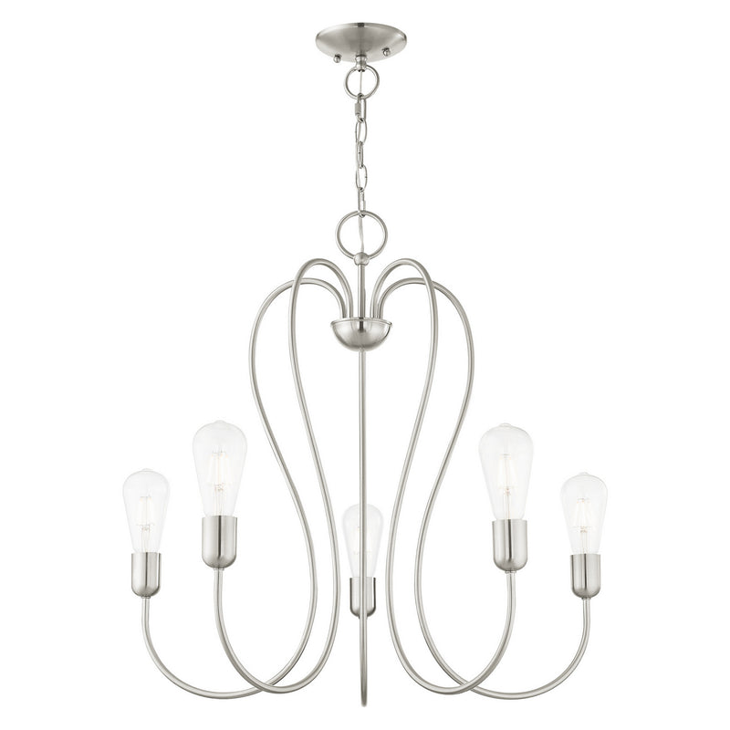 Livex Lighting 41365-91 Five Light Chandelier, Brushed Nickel