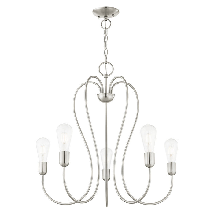 Livex Lighting 41365-91 Five Light Chandelier, Brushed Nickel