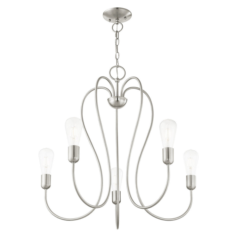 Livex Lighting 41365-91 Five Light Chandelier, Brushed Nickel