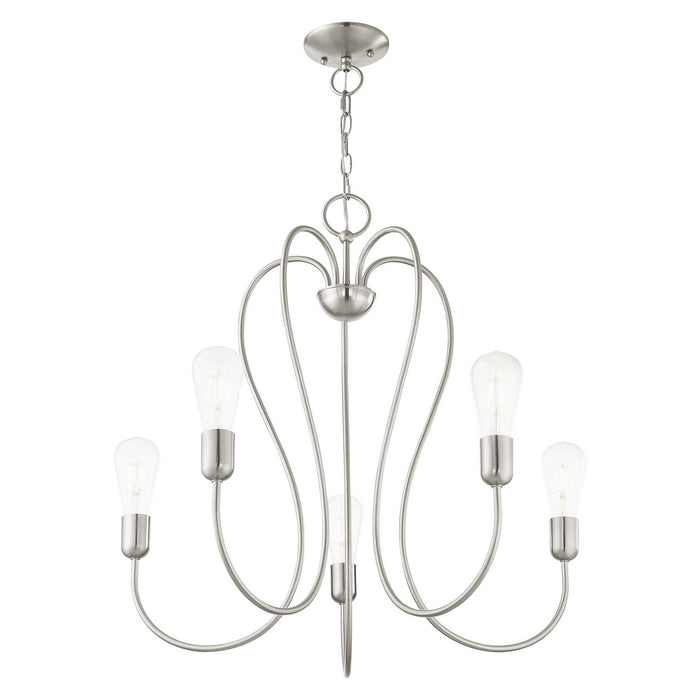 Livex Lighting 41365-91 Five Light Chandelier, Brushed Nickel