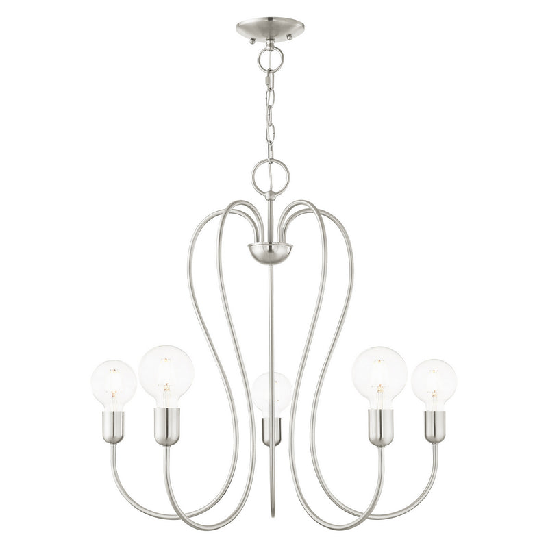 Livex Lighting 41365-91 Five Light Chandelier, Brushed Nickel