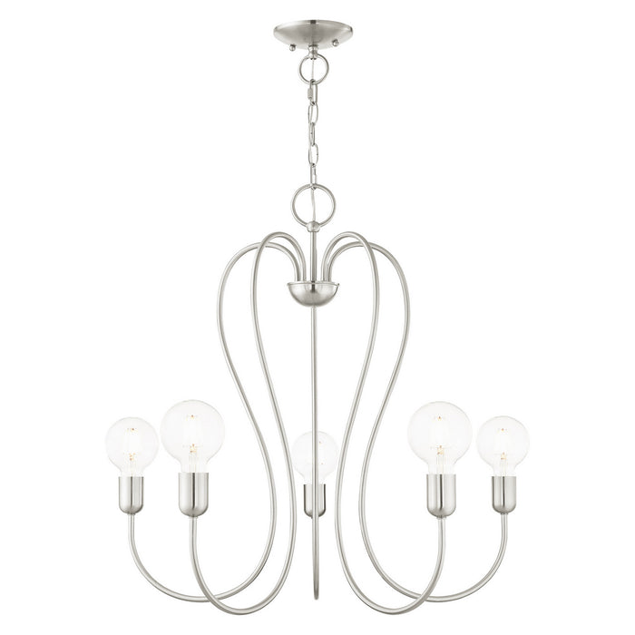 Livex Lighting 41365-91 Five Light Chandelier, Brushed Nickel