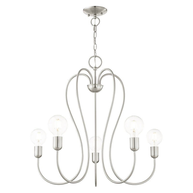 Livex Lighting 41365-91 Five Light Chandelier, Brushed Nickel