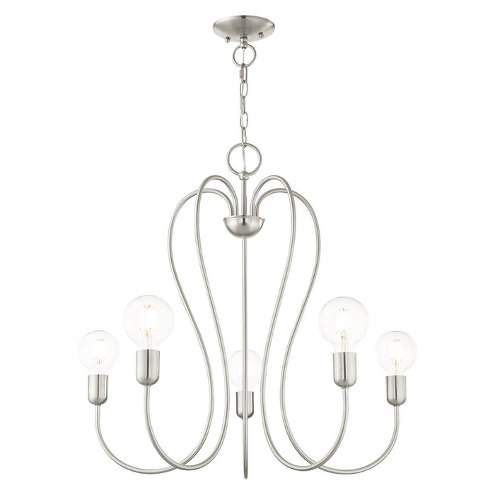 Livex Lighting 41365-91 Five Light Chandelier, Brushed Nickel