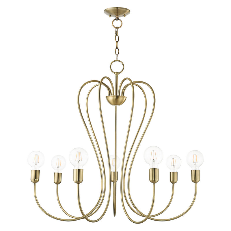 Livex Lighting 41367-01 Seven Light Chandelier, Antique Brass