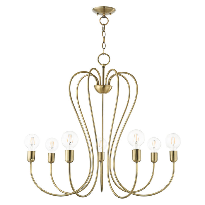 Livex Lighting 41367-01 Seven Light Chandelier, Antique Brass