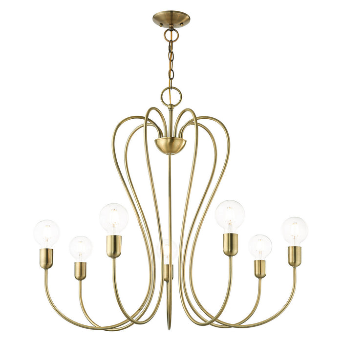 Livex Lighting 41367-01 Seven Light Chandelier, Antique Brass