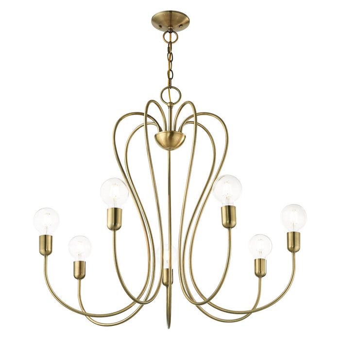 Livex Lighting 41367-01 Seven Light Chandelier, Antique Brass