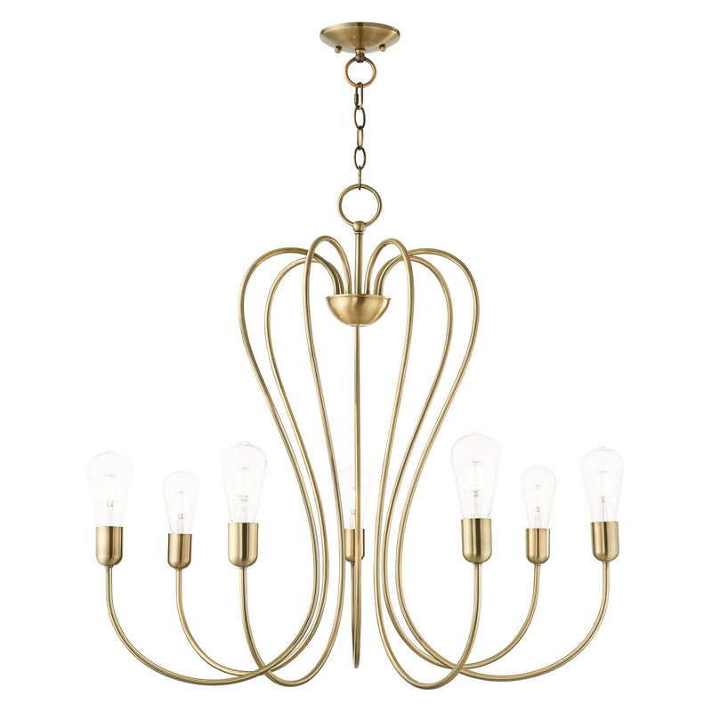 Livex Lighting 41367-01 Seven Light Chandelier, Antique Brass