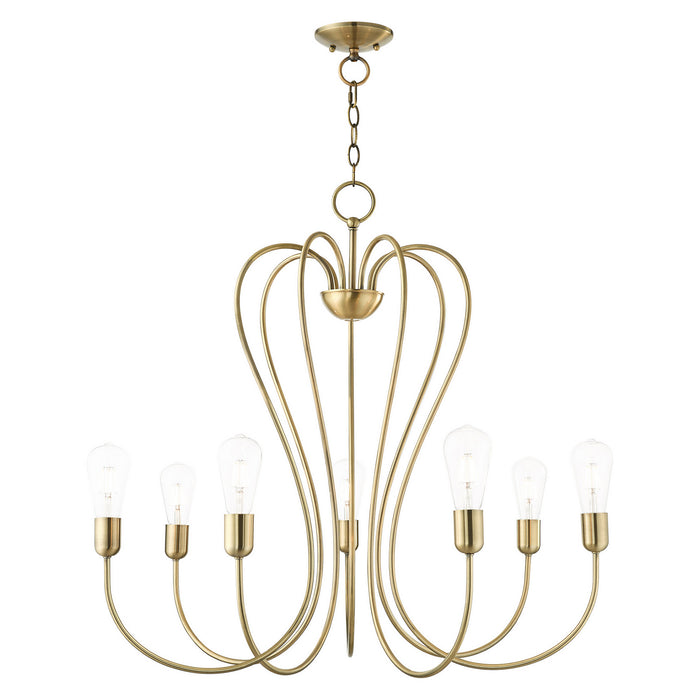 Livex Lighting 41367-01 Seven Light Chandelier, Antique Brass
