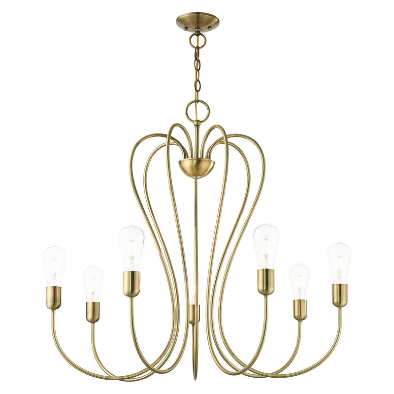 Livex Lighting 41367-01 Seven Light Chandelier, Antique Brass