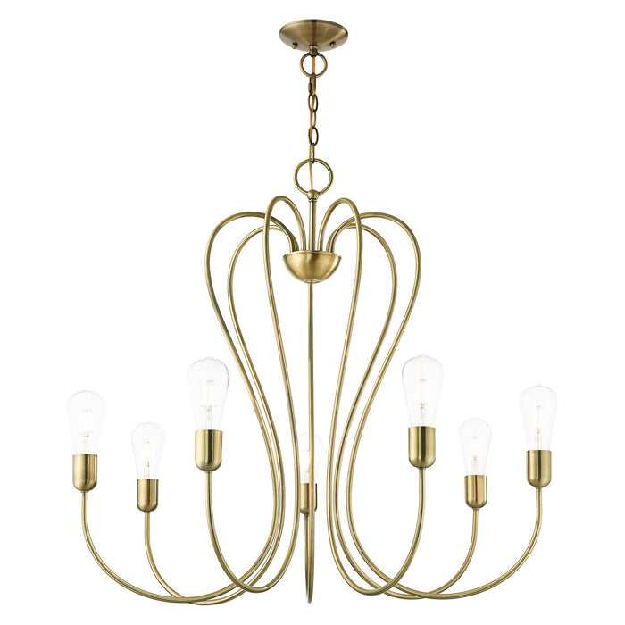 Livex Lighting 41367-01 Seven Light Chandelier, Antique Brass