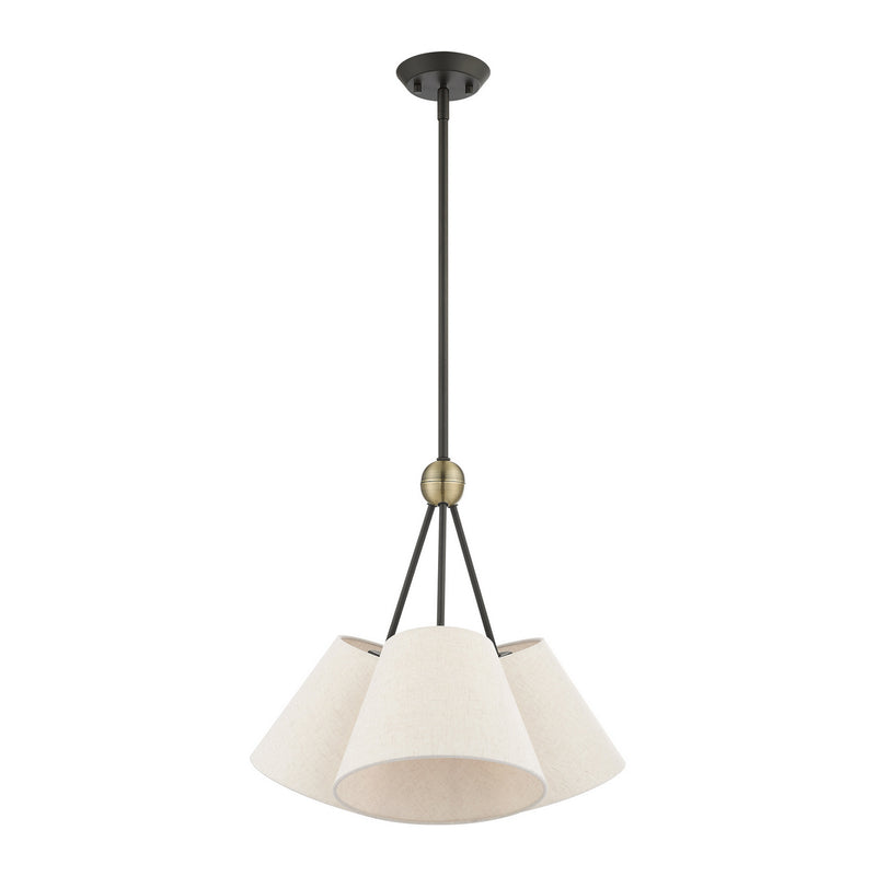 Livex Lighting 41383-07 Three Light Chandelier, Bronze w/ Antique Brasss