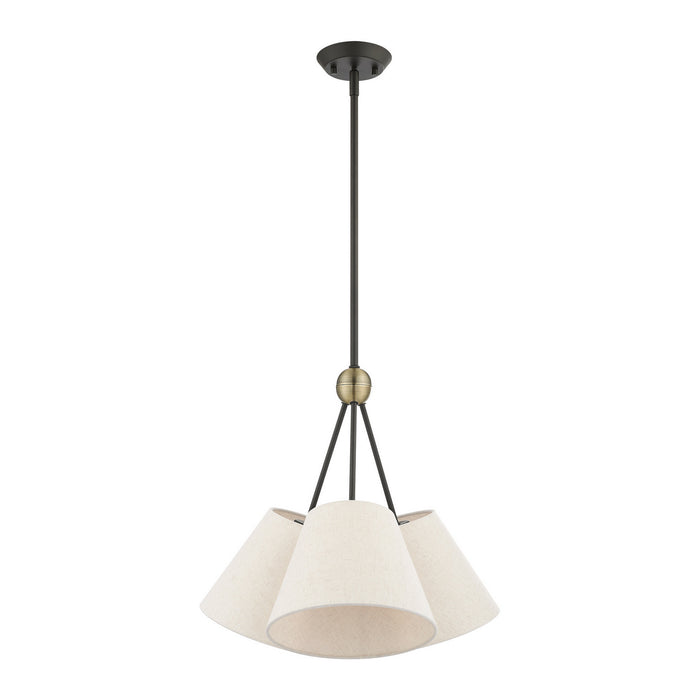 Livex Lighting 41383-07 Three Light Chandelier, Bronze w/ Antique Brasss