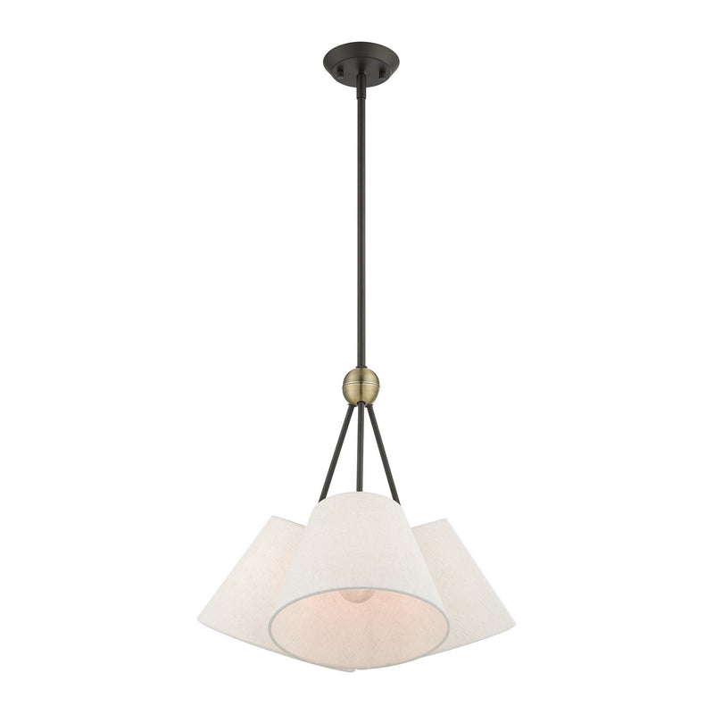 Livex Lighting 41383-07 Three Light Chandelier, Bronze w/ Antique Brasss
