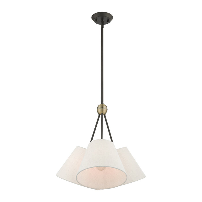 Livex Lighting 41383-07 Three Light Chandelier, Bronze w/ Antique Brasss