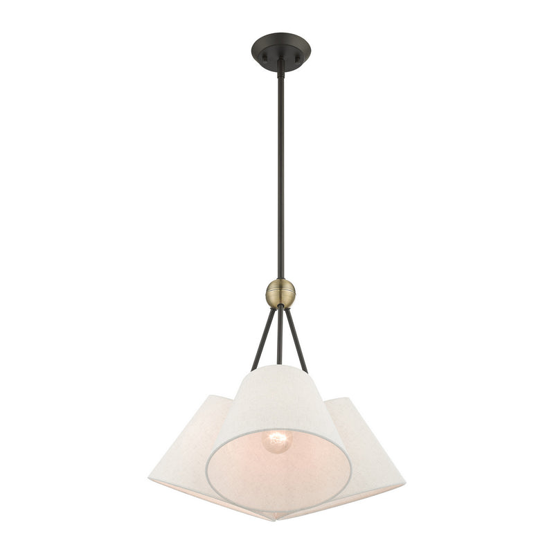 Livex Lighting 41383-07 Three Light Chandelier, Bronze w/ Antique Brasss