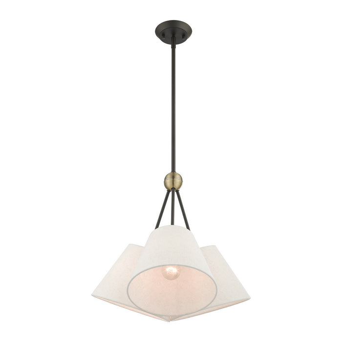 Livex Lighting 41383-07 Three Light Chandelier, Bronze w/ Antique Brasss