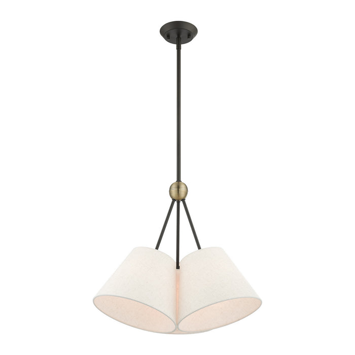 Livex Lighting 41383-07 Three Light Chandelier, Bronze w/ Antique Brasss