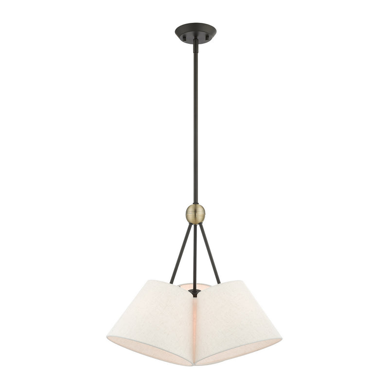 Livex Lighting 41383-07 Three Light Chandelier, Bronze w/ Antique Brasss