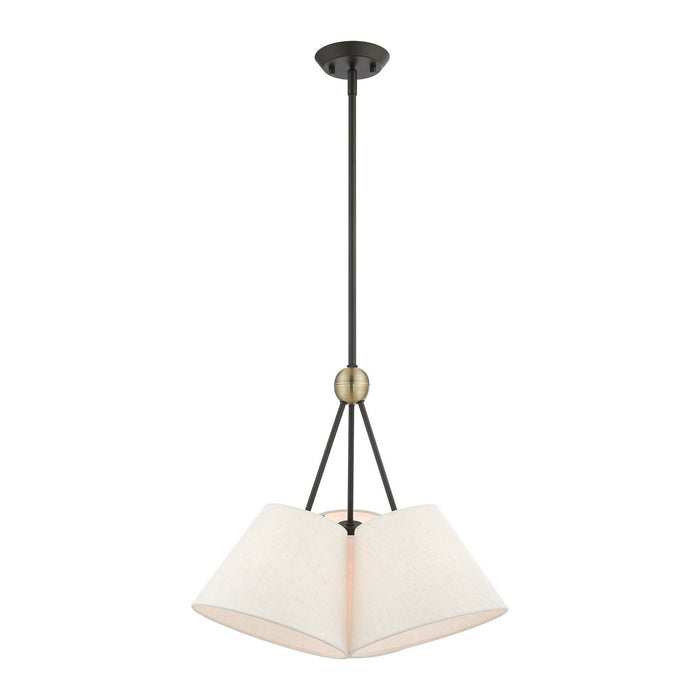 Livex Lighting 41383-07 Three Light Chandelier, Bronze w/ Antique Brasss
