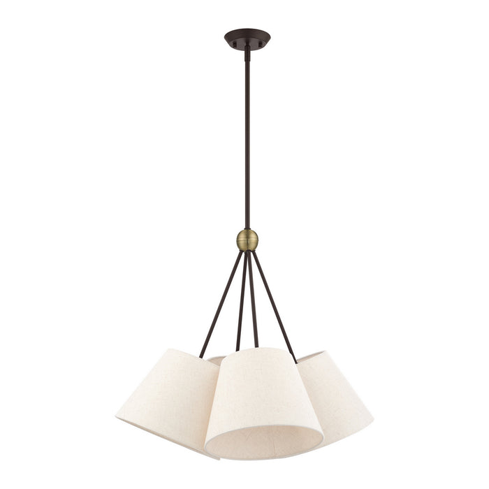 Livex Lighting 41384-07 Four Light Chandelier, Bronze w/ Antique Brasss