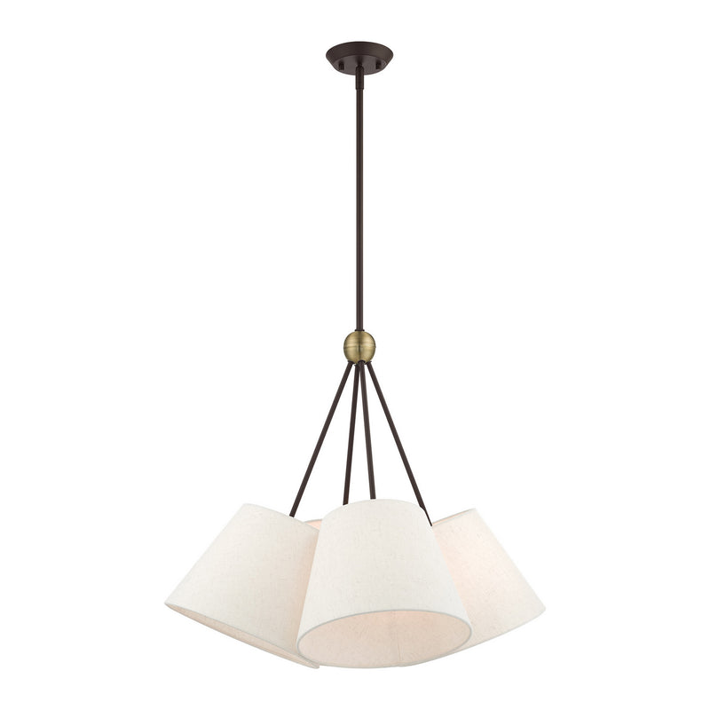 Livex Lighting 41384-07 Four Light Chandelier, Bronze w/ Antique Brasss